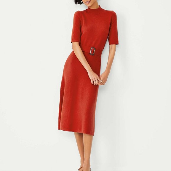 Ann Taylor Dresses & Skirts - Ann Taylor Belted Mock Neck Sweater Dress